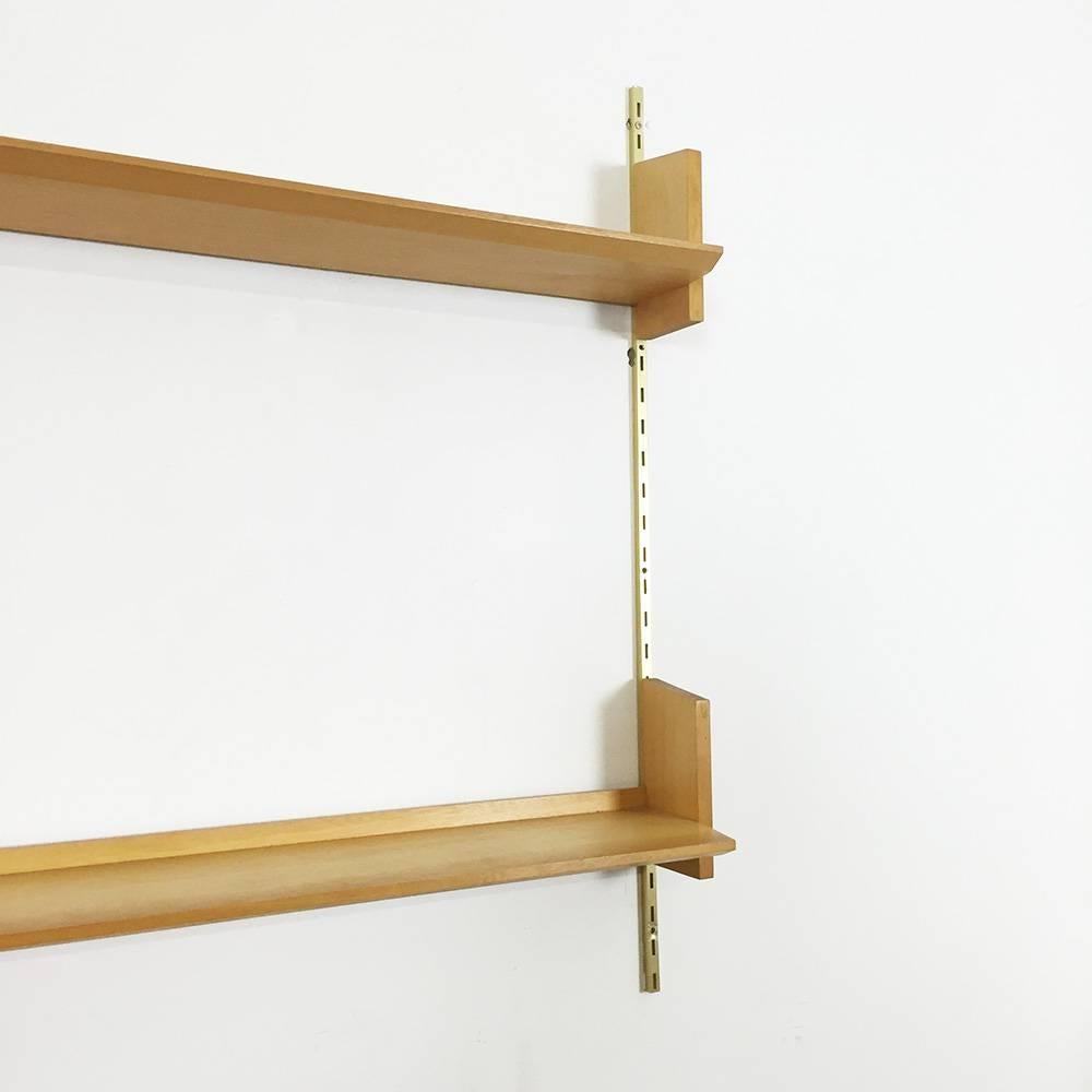 Mid-Century Modern Modular Wall Unit in Brass and Elmwood by Dieter Reinhold for Wk Möbel, Germany