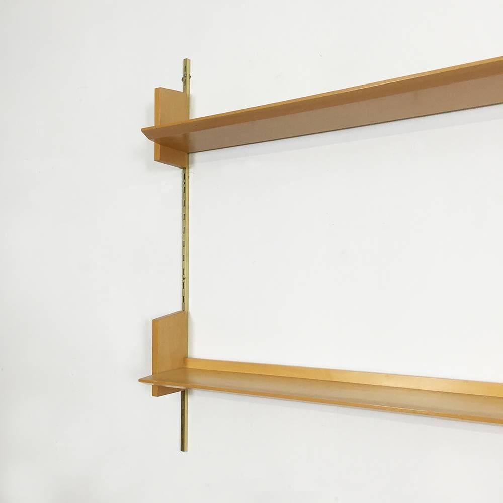 Modular Wall Unit in Brass and Elmwood by Dieter Reinhold for Wk Möbel, Germany In Good Condition In Kirchlengern, DE