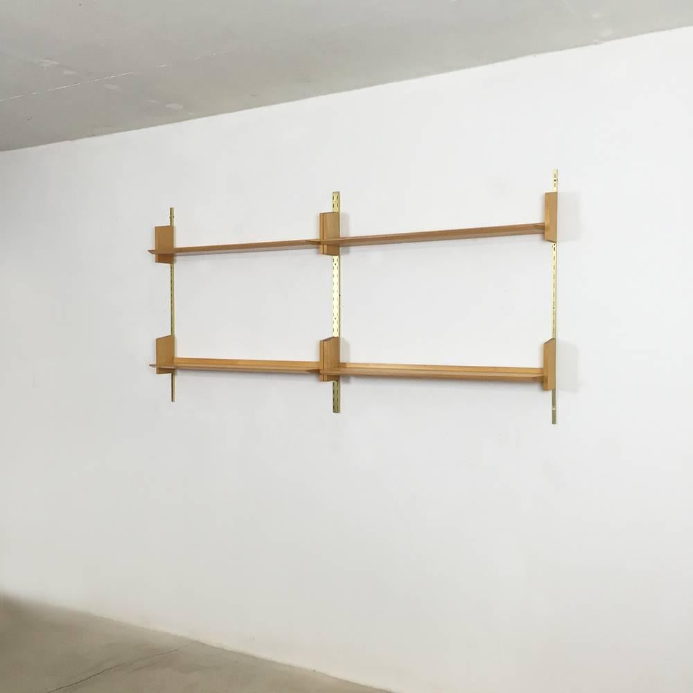 Wood Modular Wall Unit in Brass and Elmwood by Dieter Reinhold for Wk Möbel, Germany