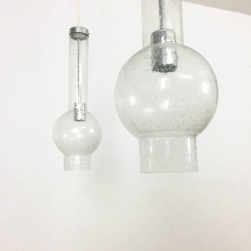 20th Century Set of Two Original 1970s Handblown Tubular Hanging Light Made by Staff, Germany