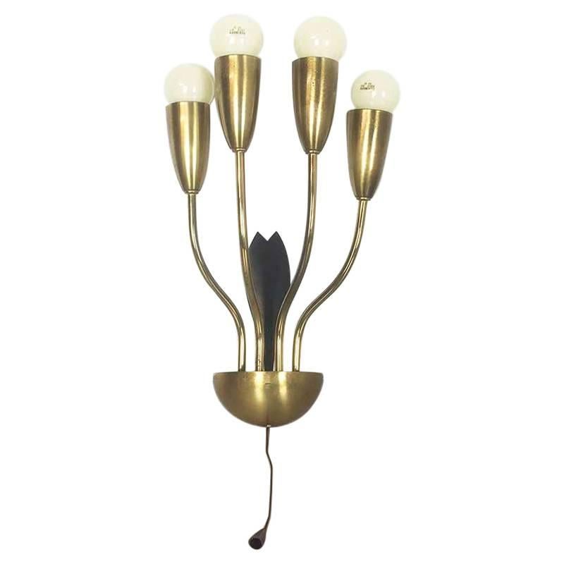 Italian Wall Light in Metal and Brass, 1960s, Made in Italy