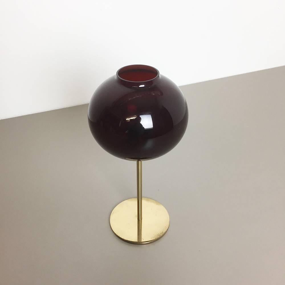 1960s Brass and Glass Candleholder Made by Hans-Agne Jakobsson Ab, Sweden (Moderne der Mitte des Jahrhunderts)