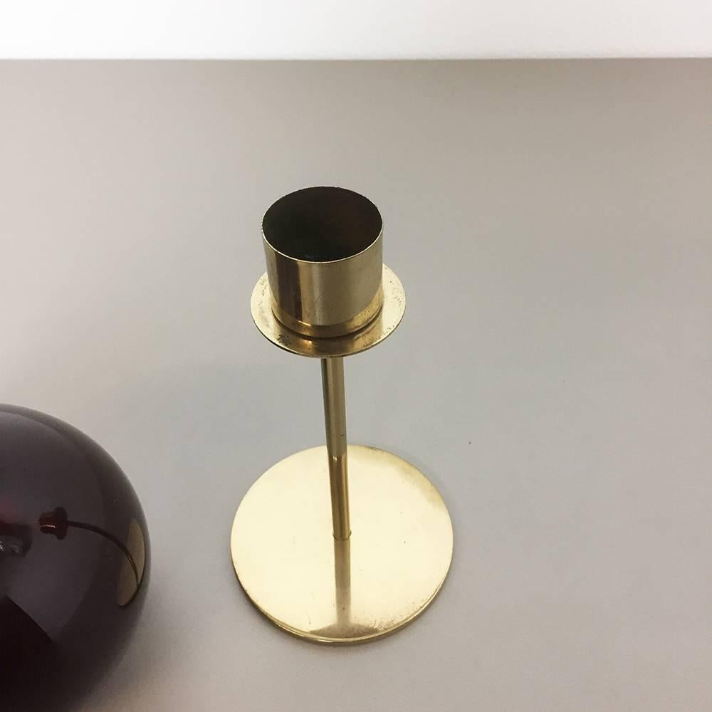 1960s Brass and Glass Candleholder Made by Hans-Agne Jakobsson Ab, Sweden 1