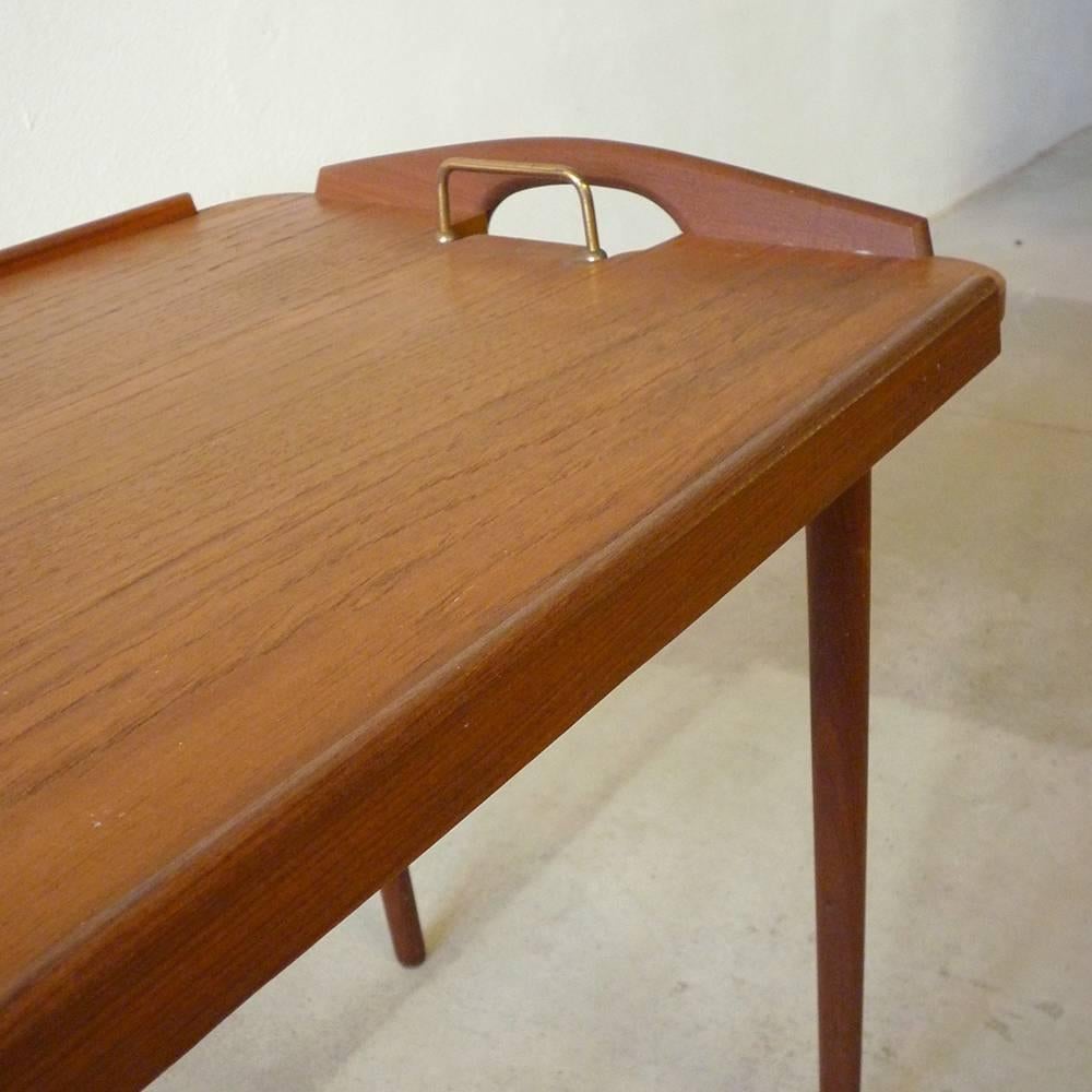 Vintage 1950s Aase Mobler Teak Side Table Tray Table Made in Norway In Good Condition In Kirchlengern, DE