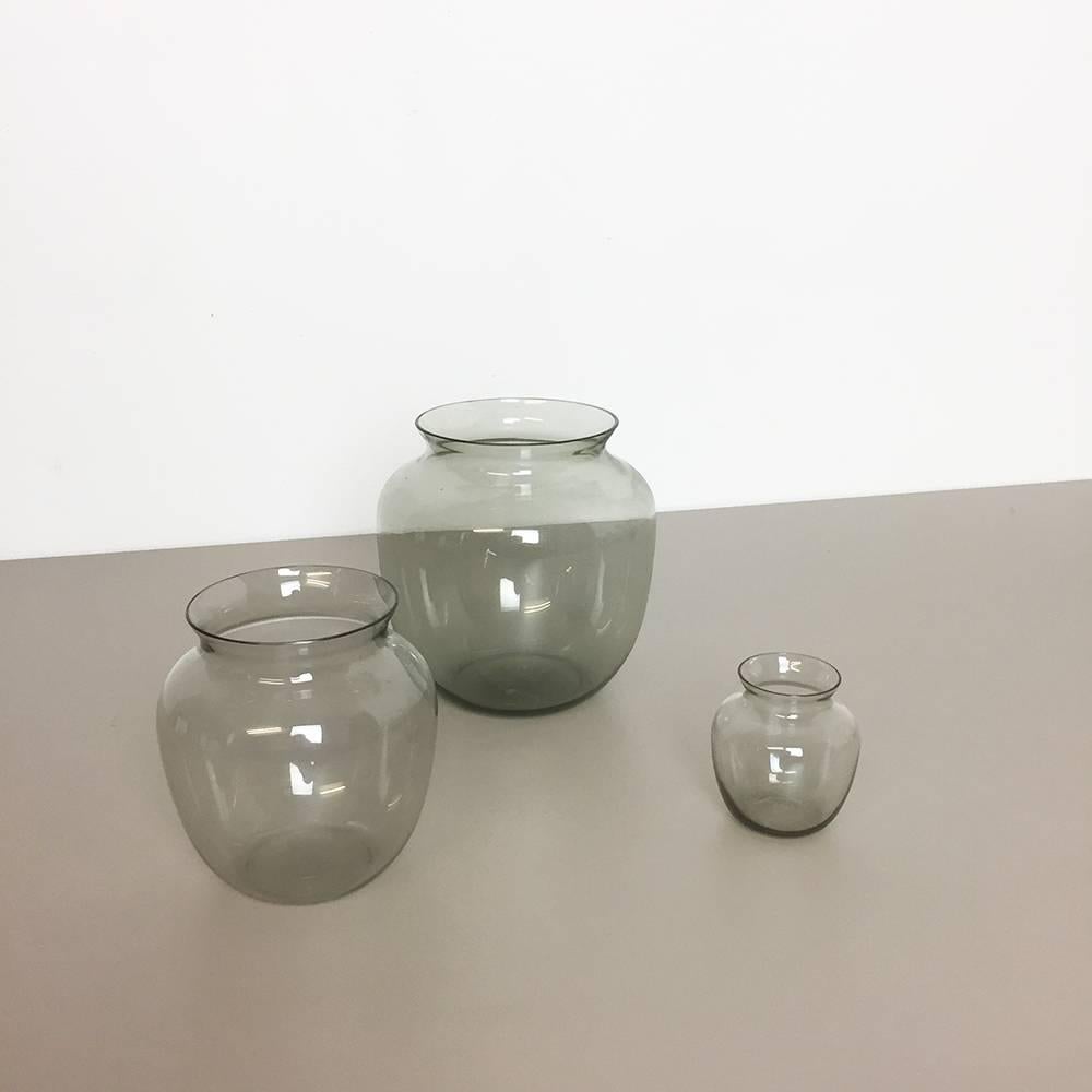 Vintage 1960s Set of Three Vases Turmalin Vases by Wilhelm Wagenfeld for WMF (Glas)