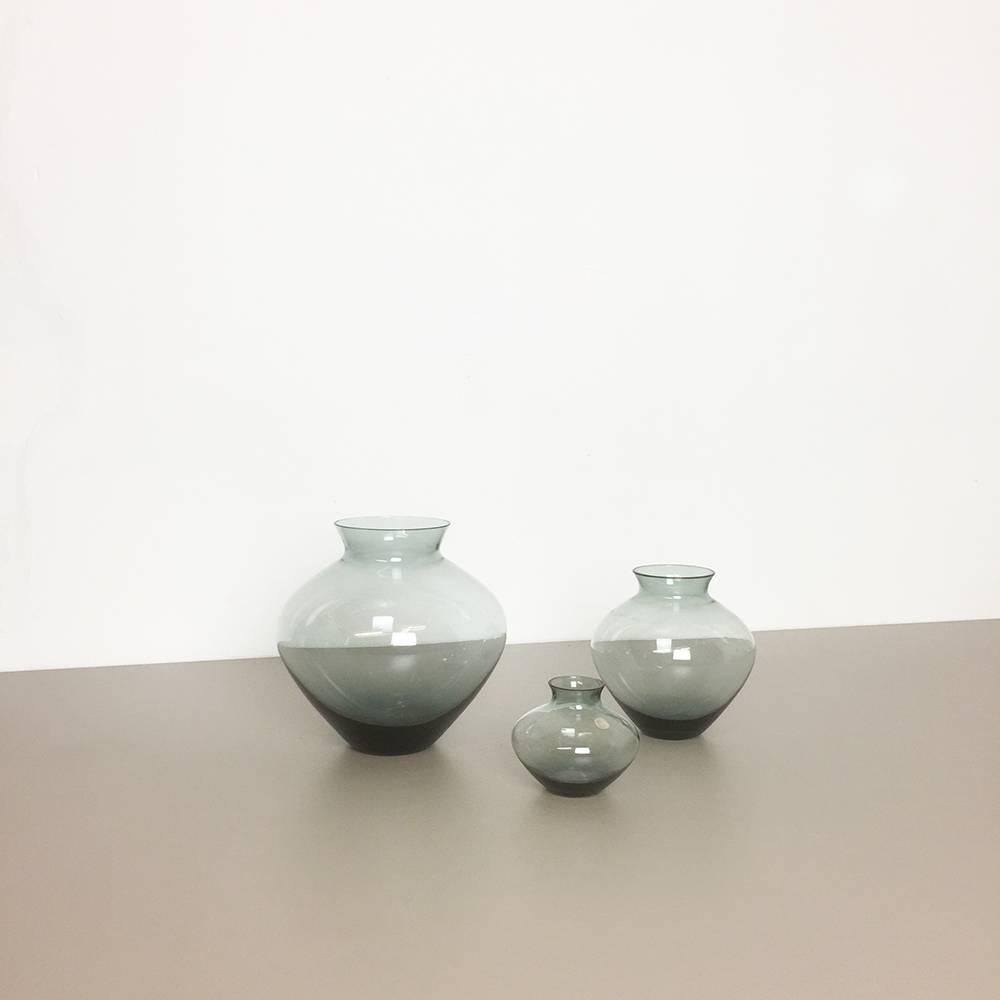 Vintage 1960s Set of Three Heart Vases Turmaline by Wilhelm Wagenfeld for WMF (Mitte des 20. Jahrhunderts)