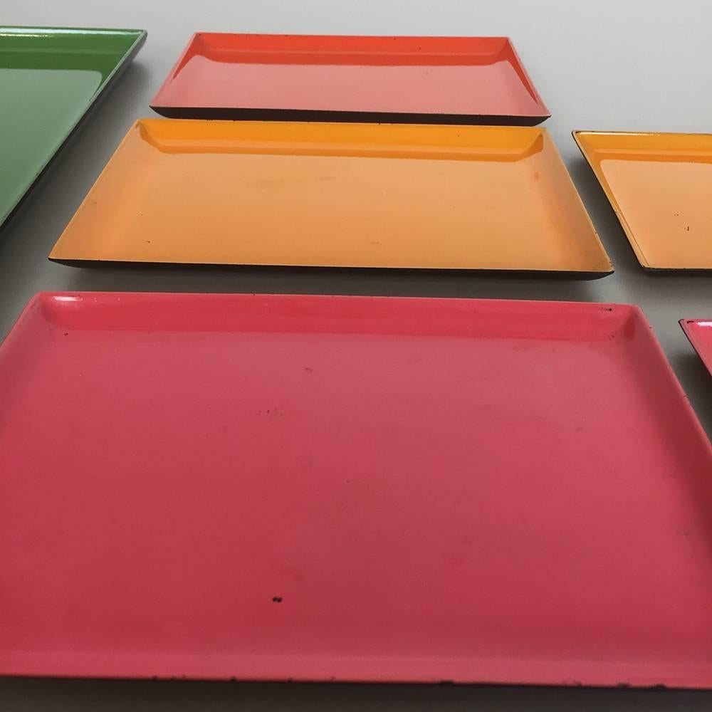 Bakelite 1960s Set of Eight Multi-Color Tray Elements Made in Sweden, Midcentury Modern