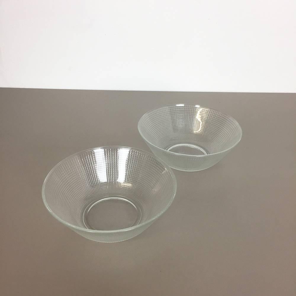 Mid-Century Modern Set of Two Glass Shells by Wilhelm Wagenfeld for VLG Weisswasser, Germany For Sale