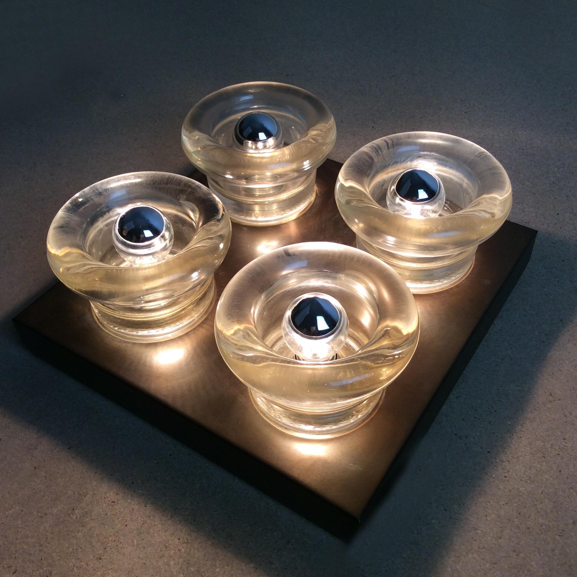 Original Copper Glass Wall Sconce Modernist Cosack Lights, Germany, 1970s In Good Condition In Kirchlengern, DE