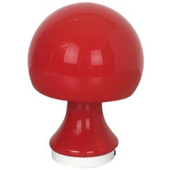 Original 1960s Red Glass Mushroom Desk Light by Peill & Putzler, Germany