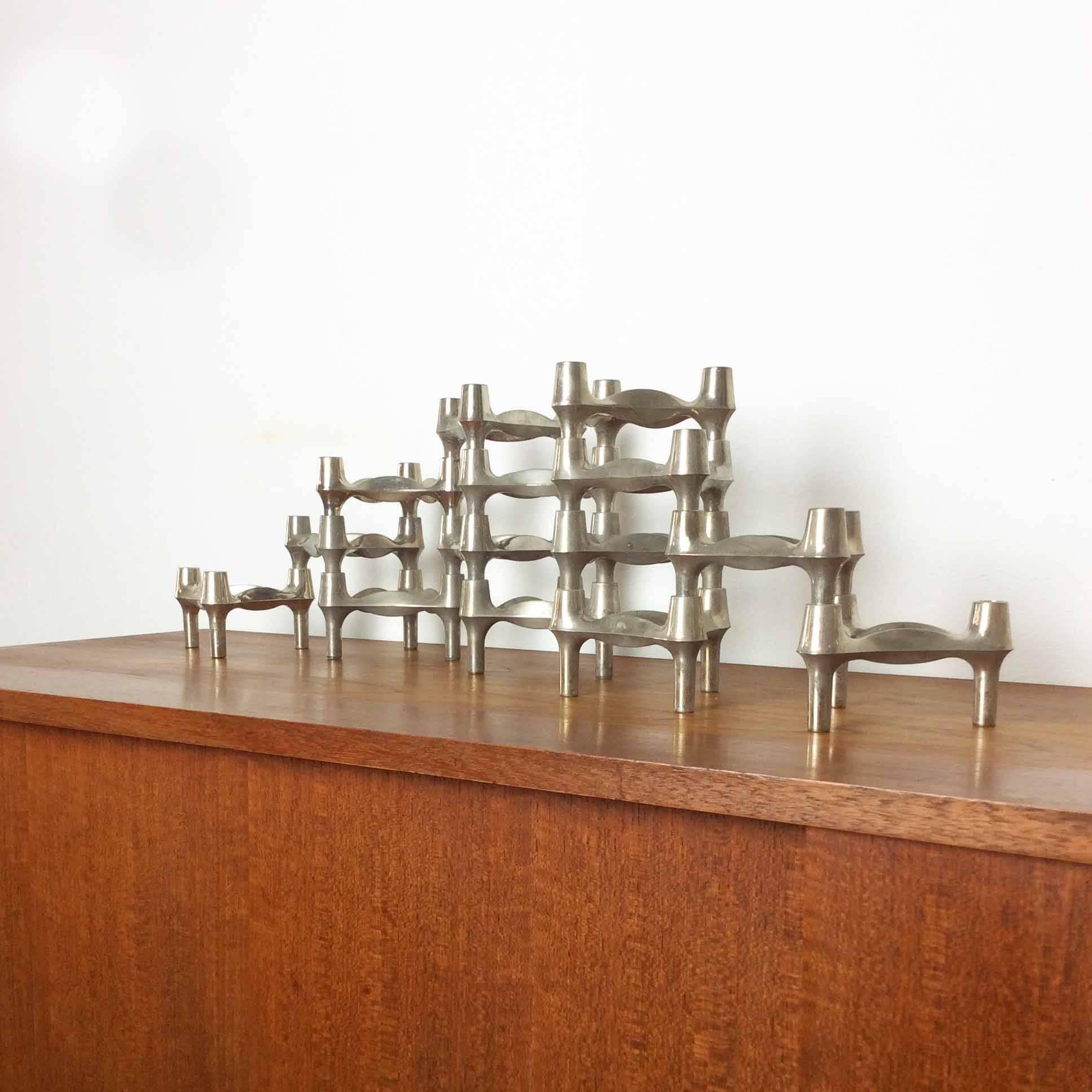 Original 1970s Set of 14 Candleholder by Caesare Stoffi for BMF, Nagel, Germany In Good Condition In Kirchlengern, DE