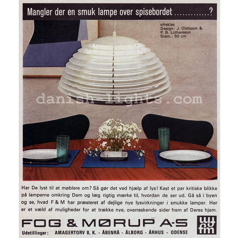 Original 1960s Hekla Pendant Light by J. Olafsson for Fog & Mørup, Denmark 3
