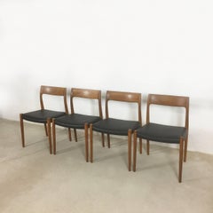 Teak Chair No. 77, Set of Four, Niels Moller for Moller Models Denmark, 1960s