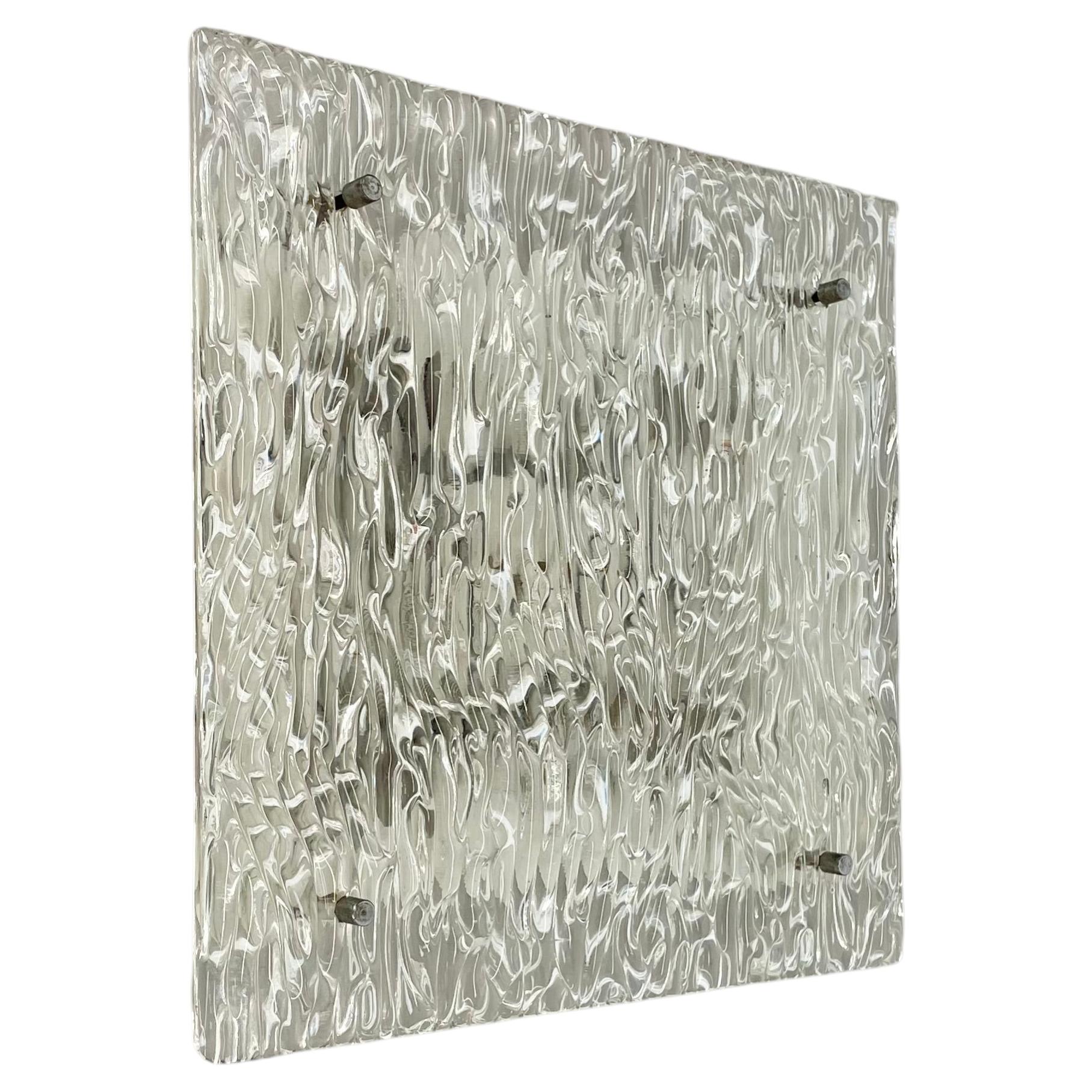 Large organic Hollywood Regency Ice Glass Wall Light Made by Kalmar Lights, 1970