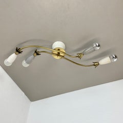 unique 60cm floral Brass Gino Sarfatti Style Ceiling wall Light, Italy 1950s