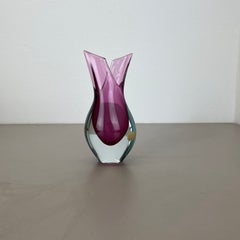 Rare 20cm pink Sommerso Glass Vase by Flavio Poli for SEGUSO, Murano, Italy 1970