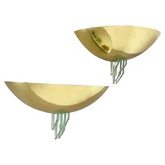 Lot de 2 appliques murales minimalistes en laiton de style Sciolari, signées BAULMANN, Allemagne, années 1980