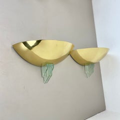Lot de 2 appliques murales minimalistes en laiton de style Sciolari, signées BAULMANN, Allemagne, années 1980