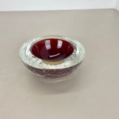 Heavy 1.5kg Glass "ICE GLASS" Bowl Element Shell Ashtray Murano Italy, 1970s