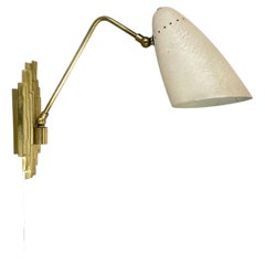 rare adjustable Brass Stilnovo Style Theatre Wall Ceiling Light, Italy 1950s