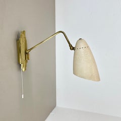 rare adjustable Brass Stilnovo Style Theatre Wall Ceiling Light, Italy 1950s
