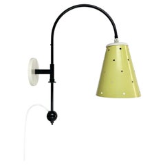 large unique adjustable yellow black metal Stilnovo Style Wall Light Italy 1950s