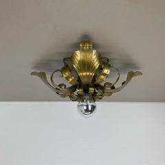 rare 24cm gold tone brass Florentiner Leaf Theatre Ceiling Light, Italy, 1970s