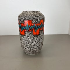 Extraordinary Zig Zag Lora Pottery Fat Lava Vase by Scheurich, Germany, 1970s