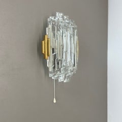 beautiful CUBIC Ice Glass Wall Light Sconce by Hillebrand Lights, Germany, 1970s