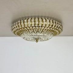 Hollywood regency Glass and Brass Ceiling Light, Ernst Palme Palwa 1970s Germany