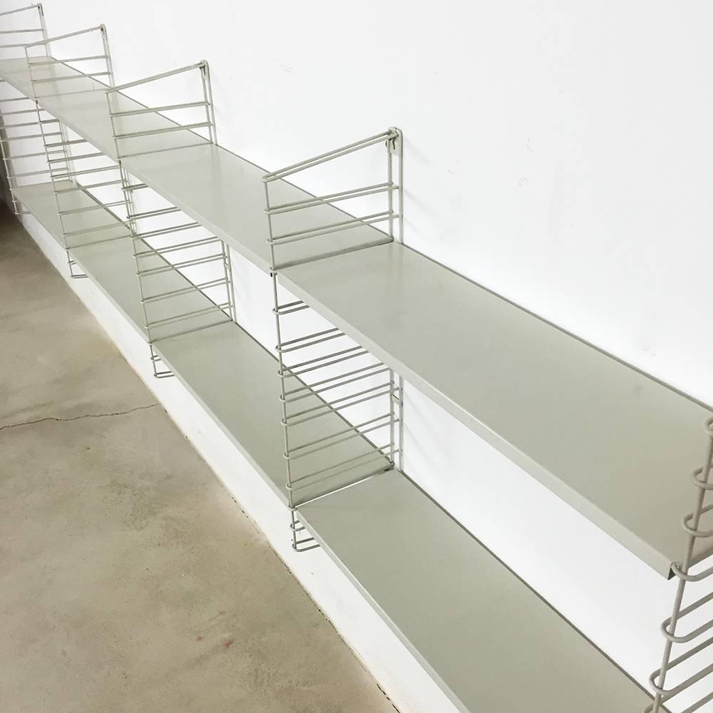 Original 1960s Metal Wall Unit in Light Grey by A. Dekker for Tomado, Holland 1