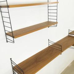 Bokhyllan "The Ladders Shelf" Elm String Wall Unit Designed by Nisse Strinning