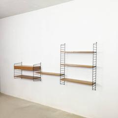 Original 1960s Elm String Wall Unit, Nisse Strinning for String Design AB Sweden