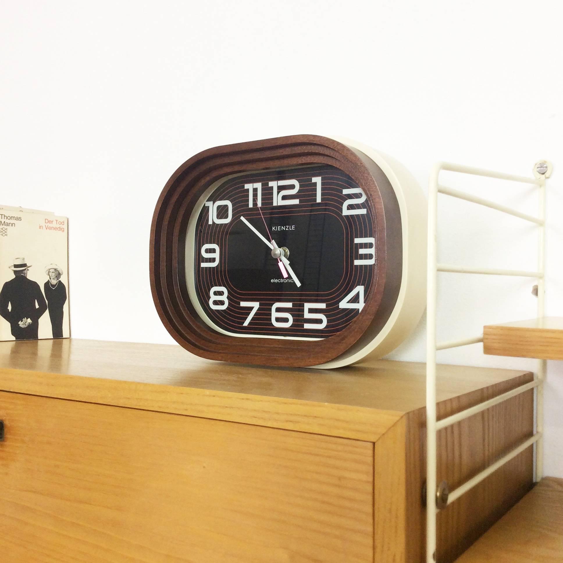20th Century Modernist Wooden Clock from Kienzle Electronic in Germany, 1970s