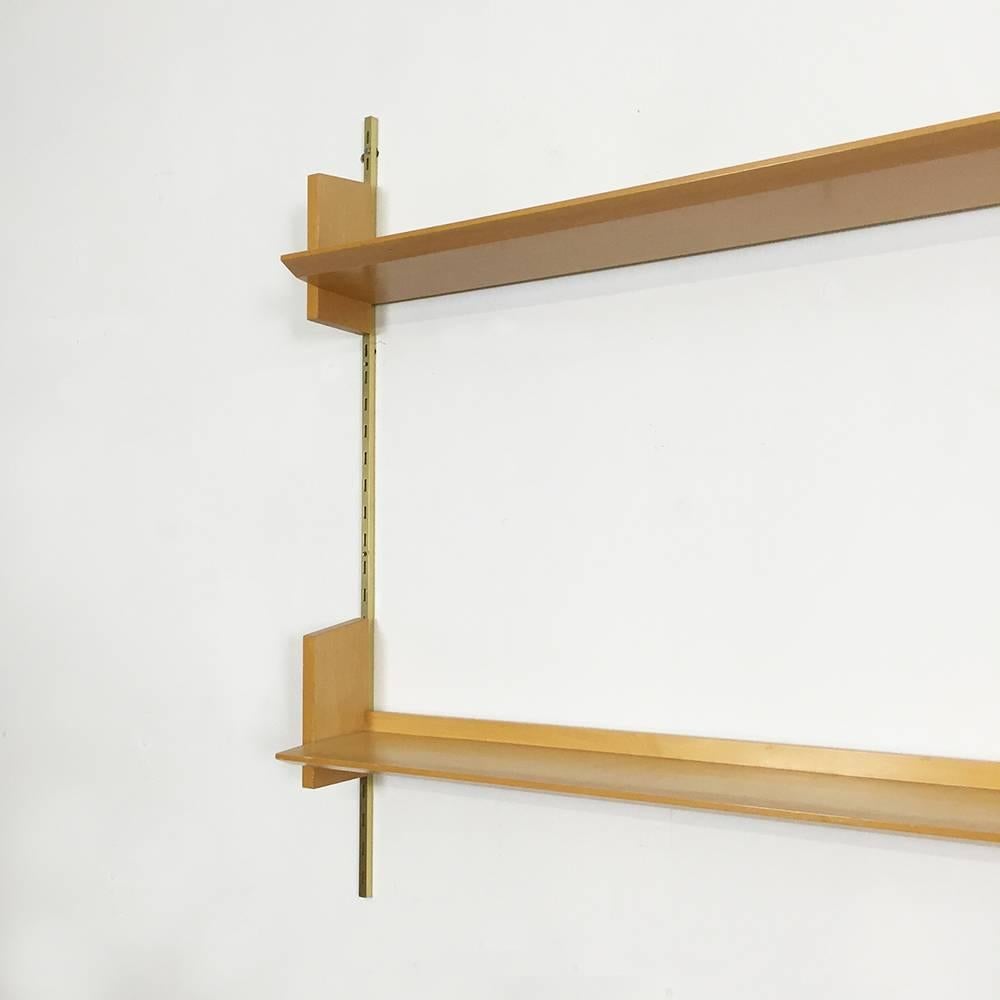 20th Century Modular Wall Unit in Brass and Elmwood by Dieter Reinhold for Wk Möbel, Germany