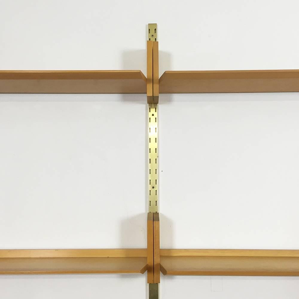 Wood Modular Wall Unit in Brass and Elmwood by Dieter Reinhold for Wk Möbel, Germany