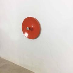 Extra Large Original 1970s Orange German Metal Disc Wall Light