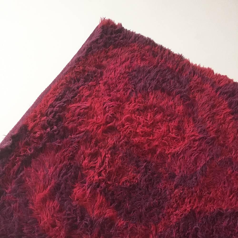 Pink High Pile Pop Art Danish RYA Shag Rug by Lyng Taepper, 1970s 1