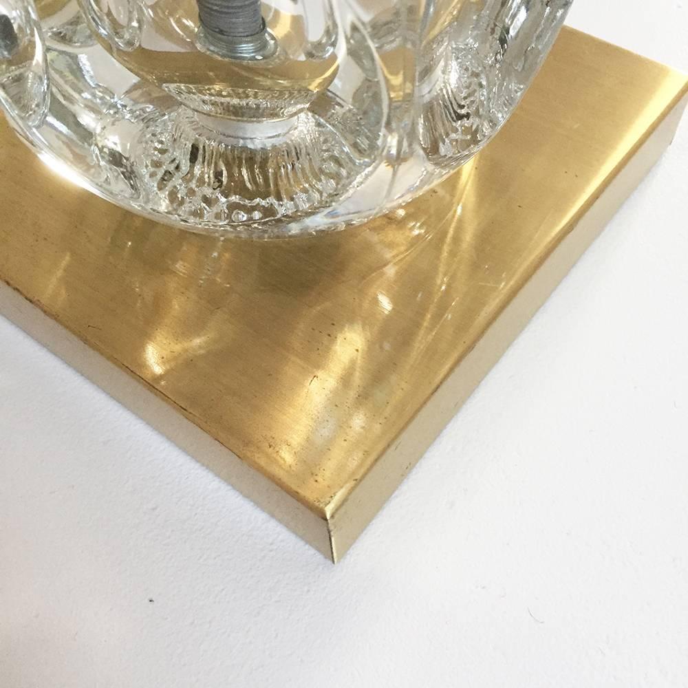 Metal Set of Three Brass Modernist Peill & Putzler, Ice Cubes Glass Sconce Wall