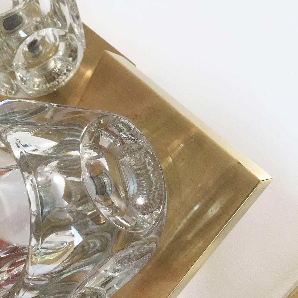 Set of Three Brass Modernist Peill & Putzler, Ice Cubes Glass Sconce Wall 1