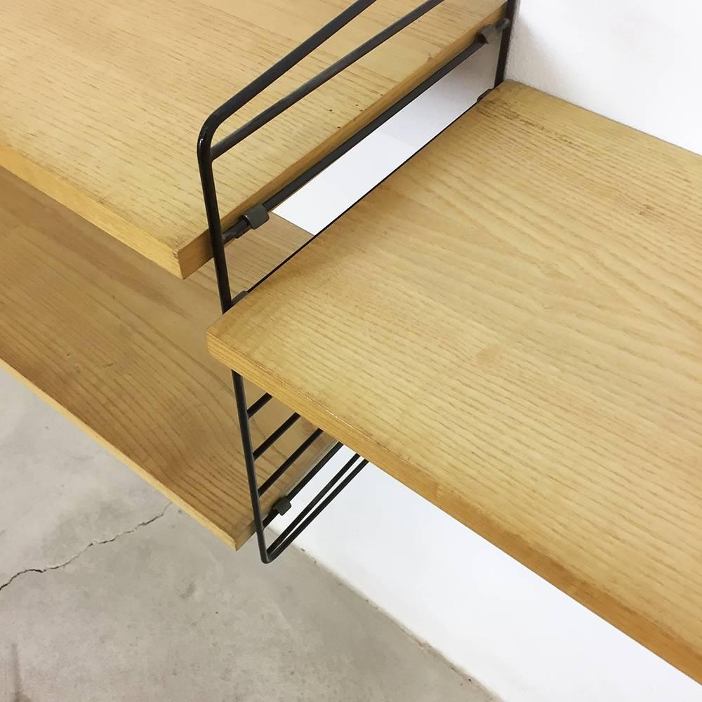 Mid-Century Modern Original 1970s Modular String Wall Unit in Ashwood by Nisse Strinning, Sweden