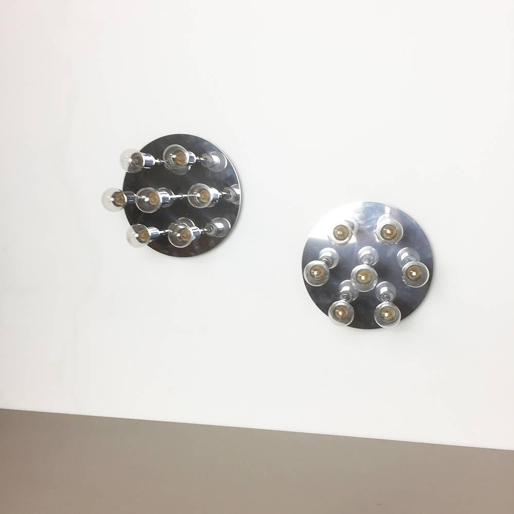Set of Two Modernist 1970s Chrome Wall and Ceiling Lights by Cosack, Germany In Good Condition In Kirchlengern, DE