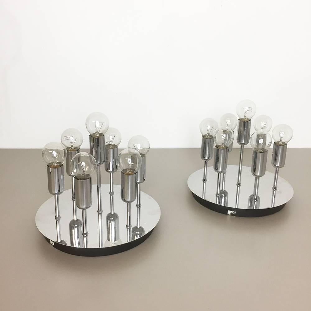 20th Century Set of Two Modernist 1970s Chrome Wall and Ceiling Lights by Cosack, Germany