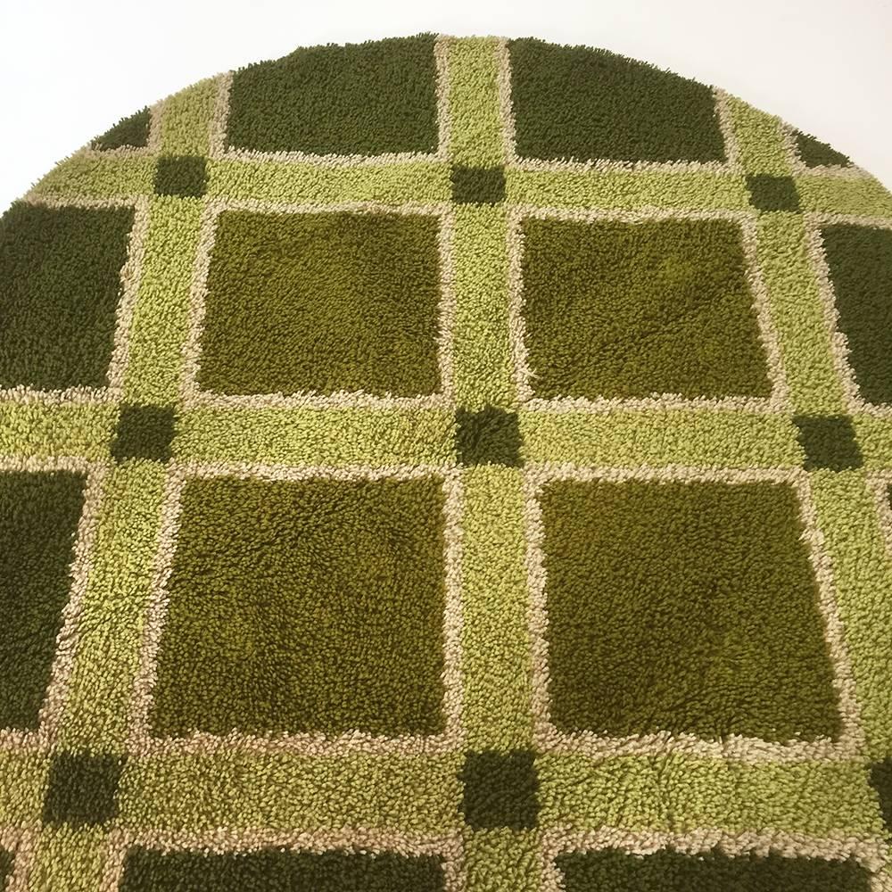 Wool Original 1970s Green Pattern Pop Art Rug Made by Desso, Germany