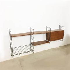 Original 1960s Modular String Wall Unit in Teakwood by Nisse Strinning, Sweden