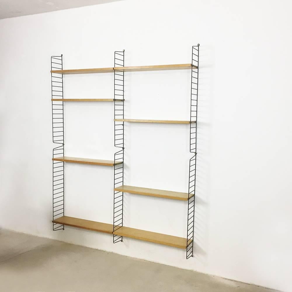 20th Century Original 1960s Modular String Wall Unit in Ash Wood by Nisse Strinning, Sweden