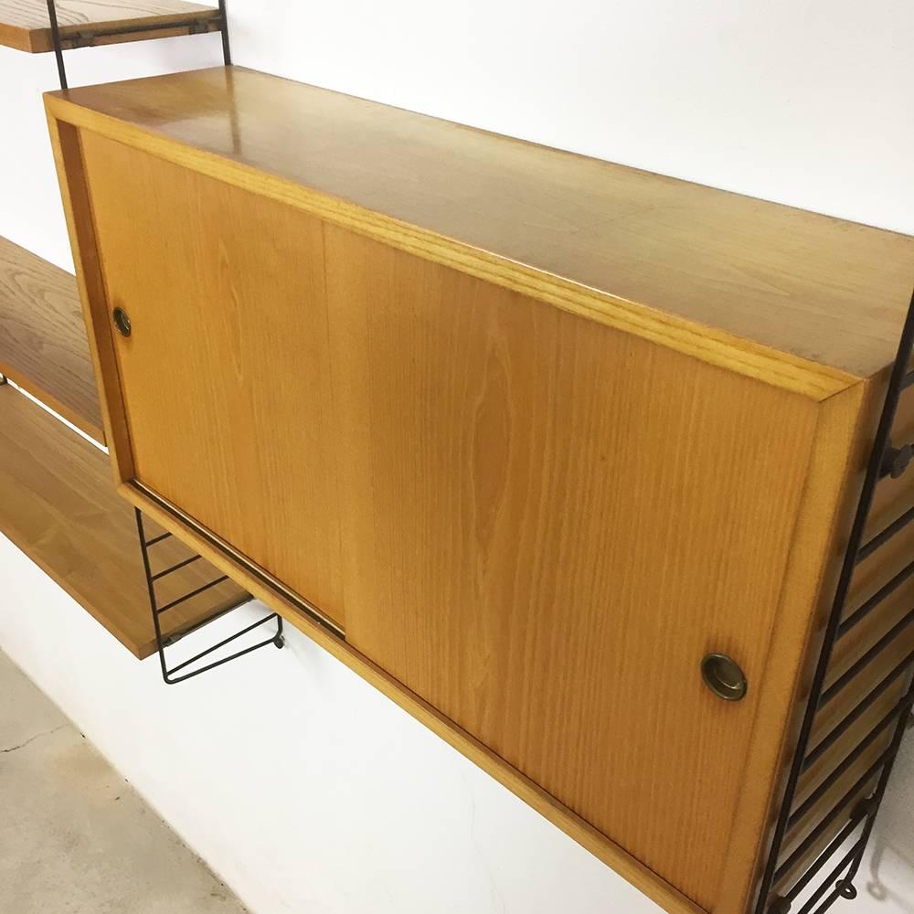 Wood Original 1960s Modular String Wall Unit in Ashwood by Nisse Strinning, Sweden