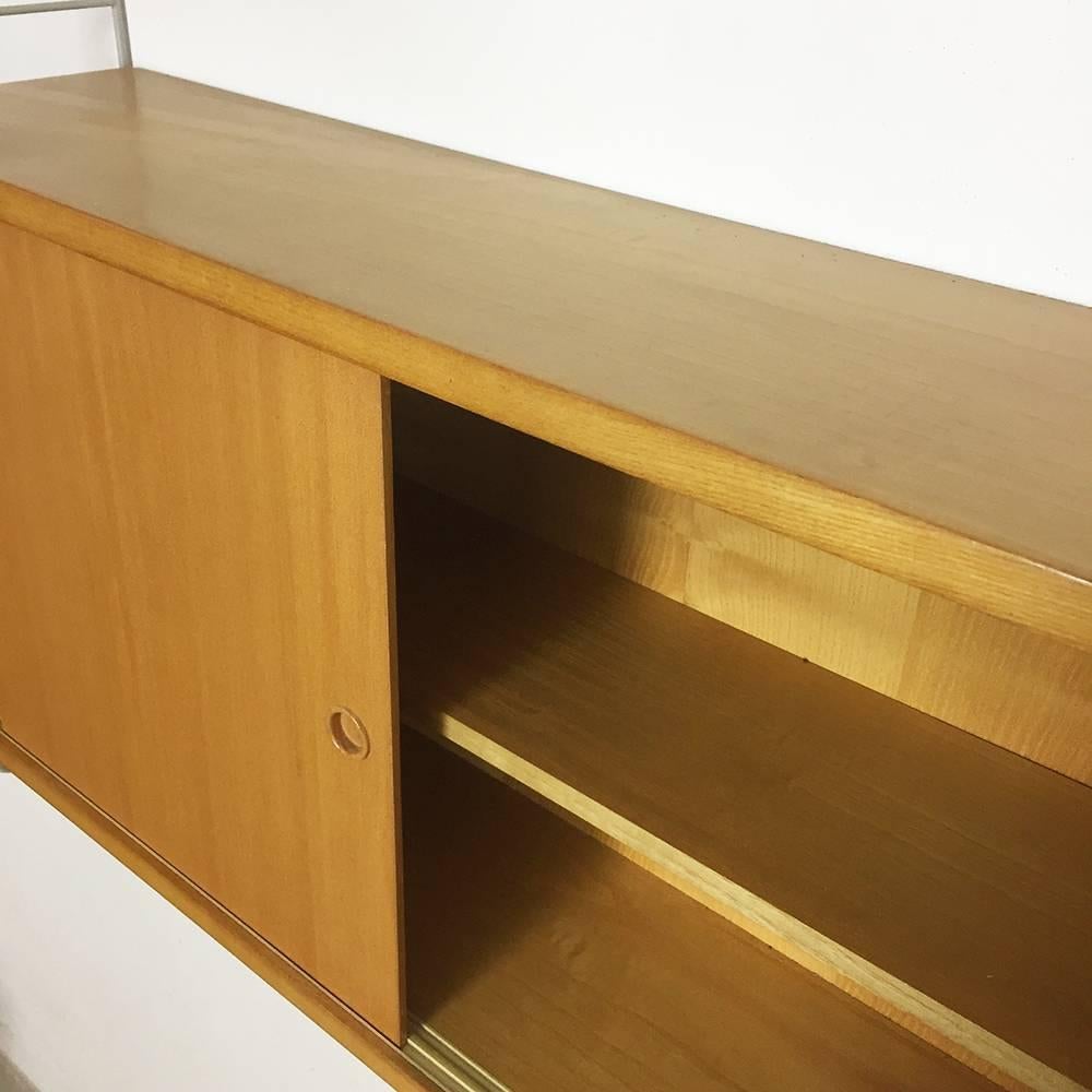 Original Ash Wood 1960s Modular String Wall Unit by Nisse Strinning, Sweden In Good Condition In Kirchlengern, DE