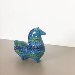 Original 1960s Ceramic Horse in Rimini Blue Design by Aldo Londi for Bitossi