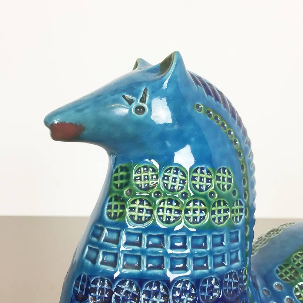 Original 1960s Ceramic Horse in Rimini Blue Design by Aldo Londi for Bitossi 3
